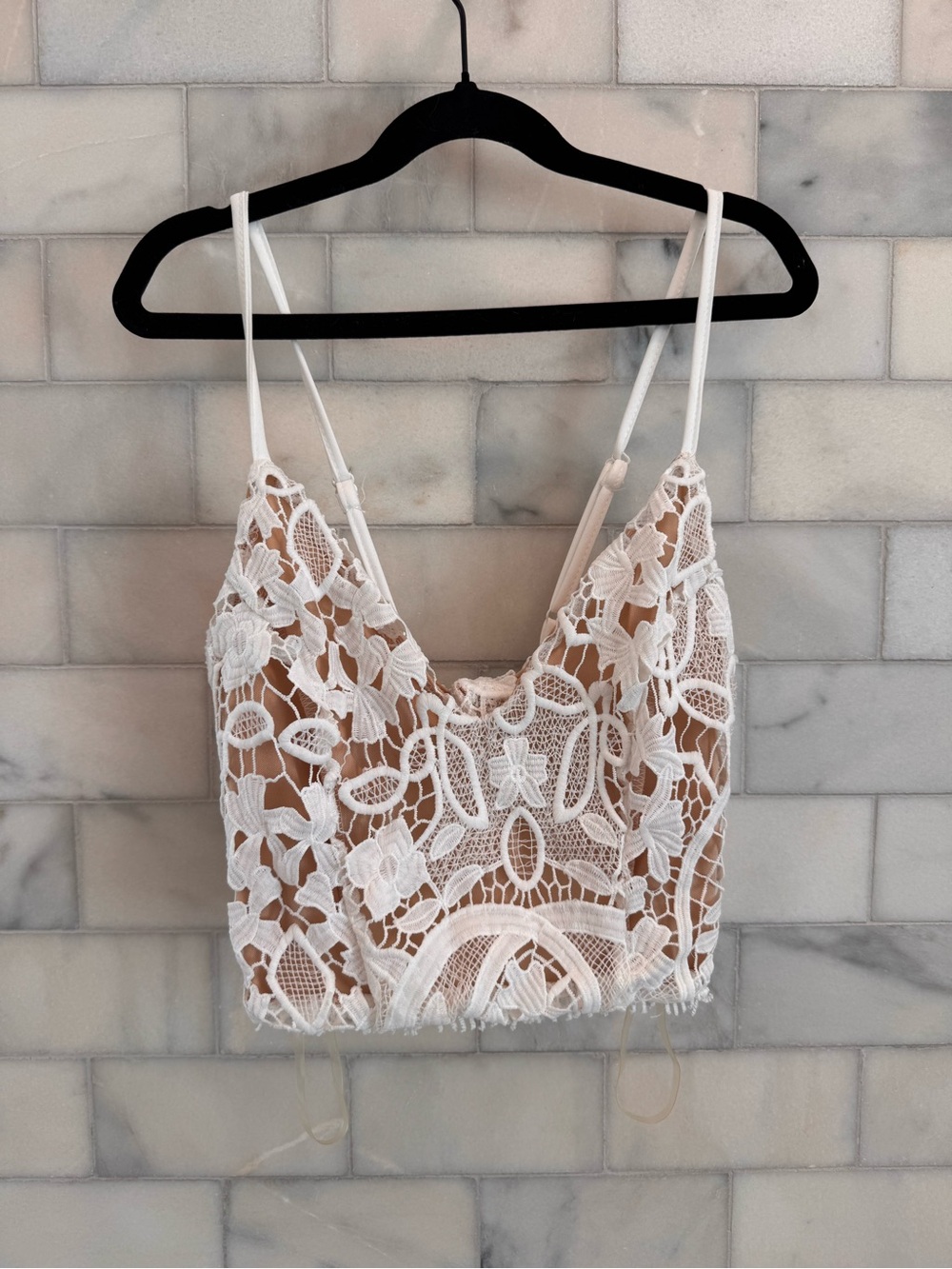 White Lace Crochet Crop Cami Top - Women